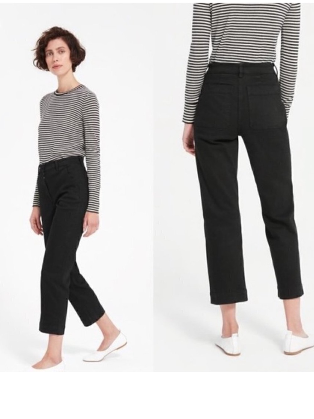 Everlane Black Cropped Straight Regular Pants Size 12
